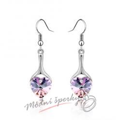 Náušnice Luxury heart rose s krystaly Swarovski Elements