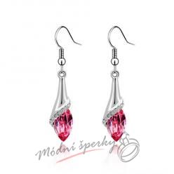 Náušnice Elf tear pink s krystaly Swarovski Elements