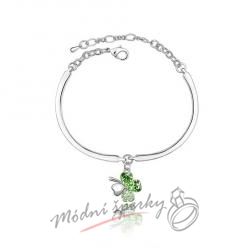 Náramek s krystaly Swarovski Elements four-leaf peridot