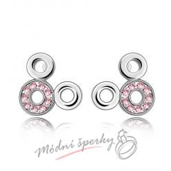 Náušnice Kroužky růžové s krystaly Swarovski Elements