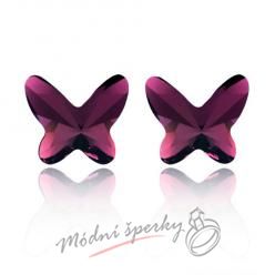Náušnice Motýlci amethyst s krystaly Swarovski Elements
