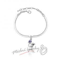 Náramek s krystaly Swarovski Elements delfín fialový