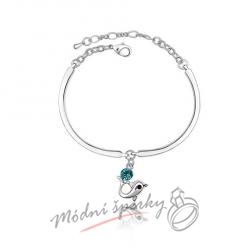 Náramek s krystaly Swarovski Elements delfín tmavě zelený