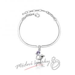 Náramek s krystaly Swarovski Elements delfín světle fialový