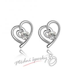 Náušnice srdíčková smyčka čirá - krystaly Swarovski elements
