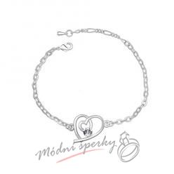 Náramek s krystaly Swarovski Elements kroucené srdíčko čiré