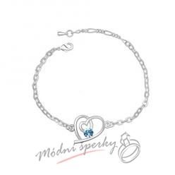 Náramek s krystaly Swarovski Elements kroucené srdíčko modré