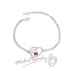 Náramek s krystaly Swarovski Elements krouscené srdíčko růžové