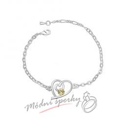 Náramek s krystaly Swarovski Elements kroucené srdíčko žluté