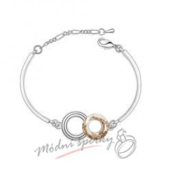 Náramek s krystaly Swarovski Elements propojené kruhy zlaté