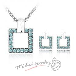 Čtvercový set modrý– s krystaly SWAROVSKI ELEMENTS
