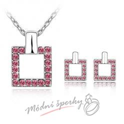 Čtvercový set růžový– s krystaly SWAROVSKI ELEMENTS