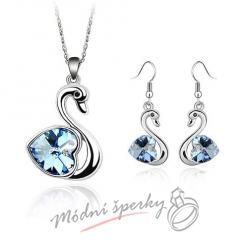 Set blue cute swan s krystaly SWAROVSKI ELEMENTS