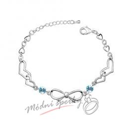 Náramek s krystaly Swarovski Elements mašle aquamarine