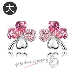 Náušnice sweet four-leaf rose s krystaly swarovski elements