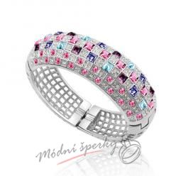 Náramek s krystaly Swarovski Elements giant purple & rose