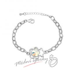 Náramek s krystaly Swarovski Elements medvídek s květinou multicolor