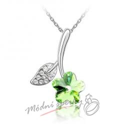 Zelená květinka s krystalem swarovski elements