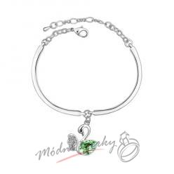 Náramek s krystaly Swarovski Elements labuť s křídlem peridot