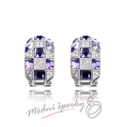 Náušnice fialové kostičky swarovski elements