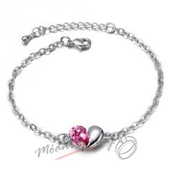 Náramek s krystaly Swarovski Elements heart pink
