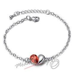 Náramek s krystaly Swarovski Elements heart red