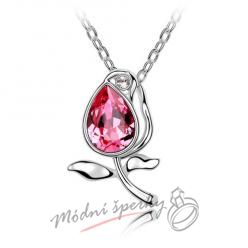 Růžová růže - s krystaly SWAROVSKI ELEMENTS