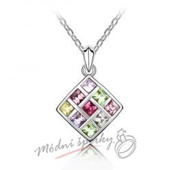 Čtverec s barevnými kamínky - s krystaly SWAROVSKI ELEMENTS
