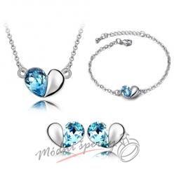 Set modré srdce s krystaly swarovski elements