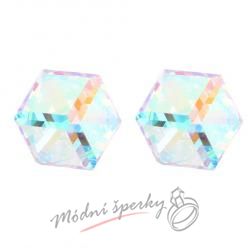 Náušnice bílá krychle s krystaly SWAROVSKI ELEMENTS