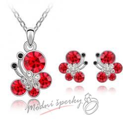 Motýlkový set v barvě červené - s krystaly SWAROVSKI ELEMENTS