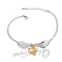 Náramek s krystaly Swarovski Elements  angel wings - copper