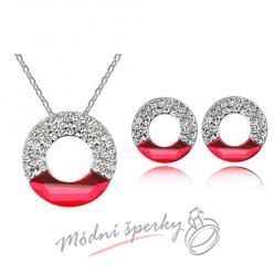 Set třpytivý kruh červený krystal swarovski elements