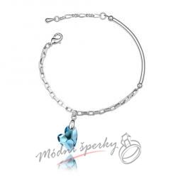 Náramek s krystaly Swarovski Elements broušené srdce modré