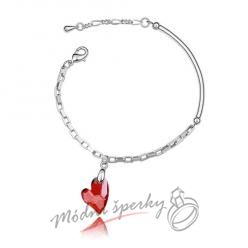 Náramek s krystaly Swarovski Elements broušené srdce červené