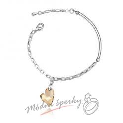 Náramek s krystaly Swarovski Elements broušené srdce zlaté