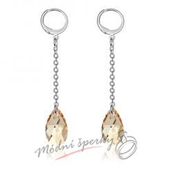 Náušnice long golden s krystaly SWAROVSKI ELEMENTS