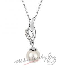 Bílá perla s křídlem - s krystaly SWAROVSKI ELEMENTS