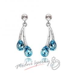 Náušnice modré slzičky s krystaly swarovski elements