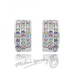 Náušnice kroužky s barevnými krystaly Swarovski elements