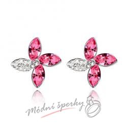 Náušnice růžové větrníčky swarovski elements