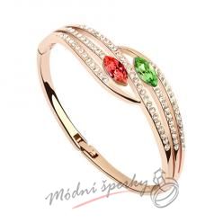 Náramek s krystaly Swarovski Elements Two eyes red and green - gold