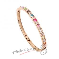 Náramek s krystaly Swarovski Elements Gold squares - multicolor