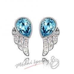 Náušnice aquamarinové křídla swarovski elements