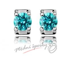 Náušnice malé zelené kostičky swarovski elements