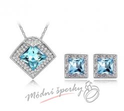 Set velké čtverce modré - swarovski elements