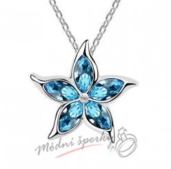 Velká modrá květina swarovski elements