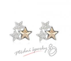 Náušnice zlaté hvězdičky swarovski elements