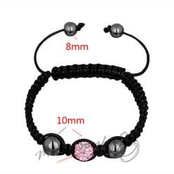 Shamballa náramek růžová třpytivá kulička