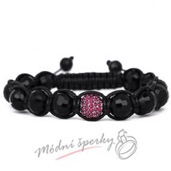 Shamballa náramek - barevná kulička růžová